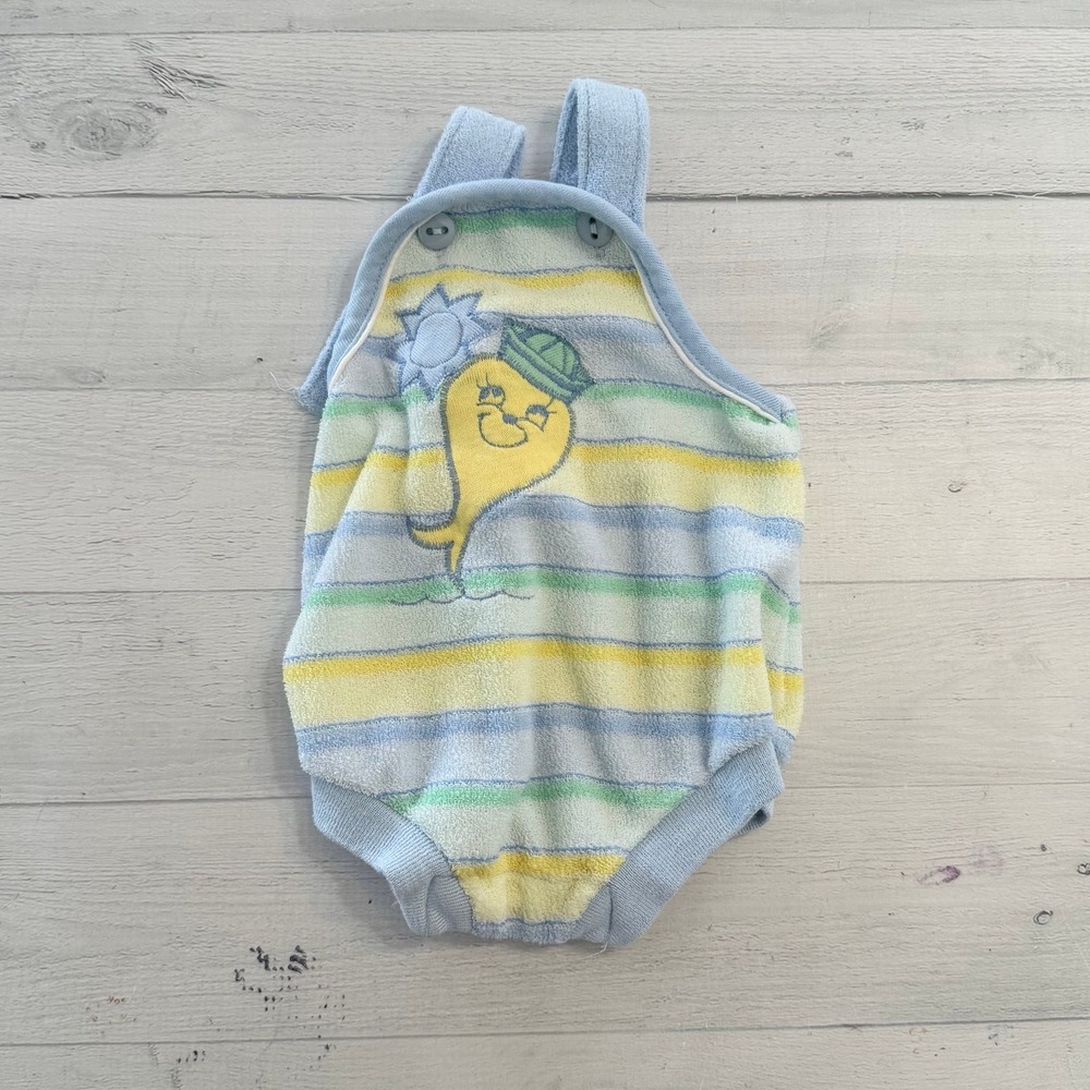 Vintage Healthtex Striped Summer Terry Cloth One Piece Baby Outfit 3 Months
